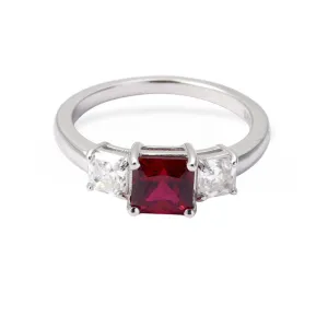 Lab Grown Ruby Three Stone Ring