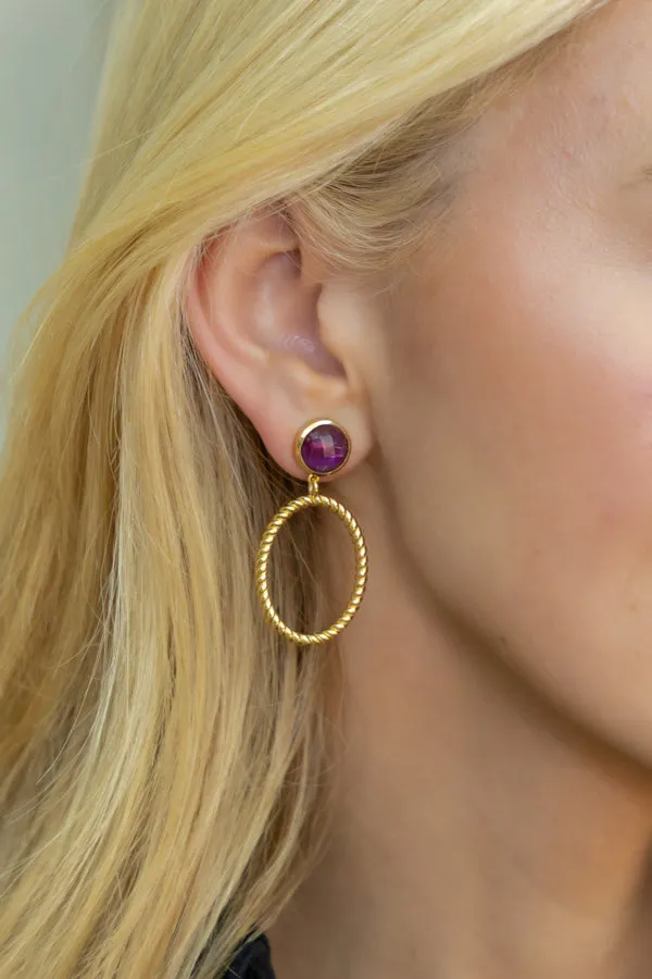 Lucie French Twist & Amethyst Gemstone Earring