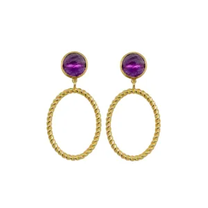 Lucie French Twist & Amethyst Gemstone Earring