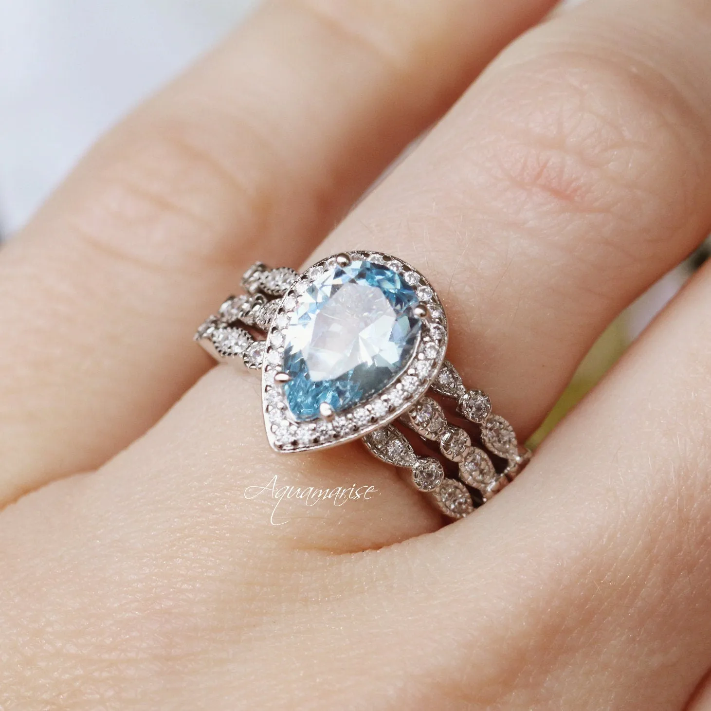 Luxe Aquamarine Ring- Sterling Silver