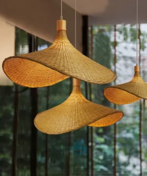 Madhada Bamboo Weave Straw Hat Pendant Lamp