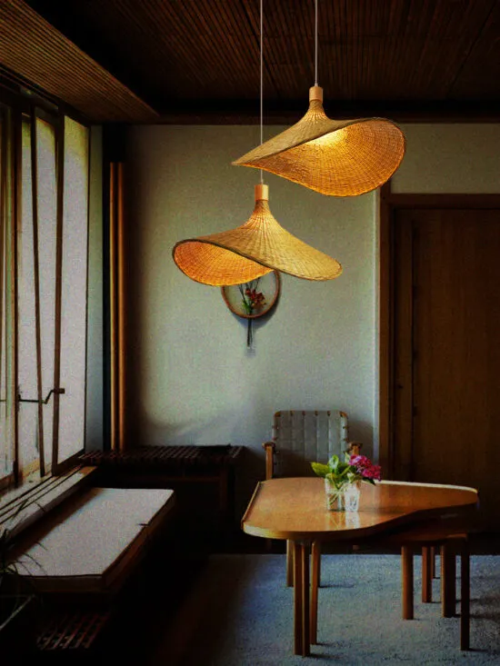 Madhada Bamboo Weave Straw Hat Pendant Lamp