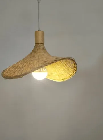 Madhada Bamboo Weave Straw Hat Pendant Lamp