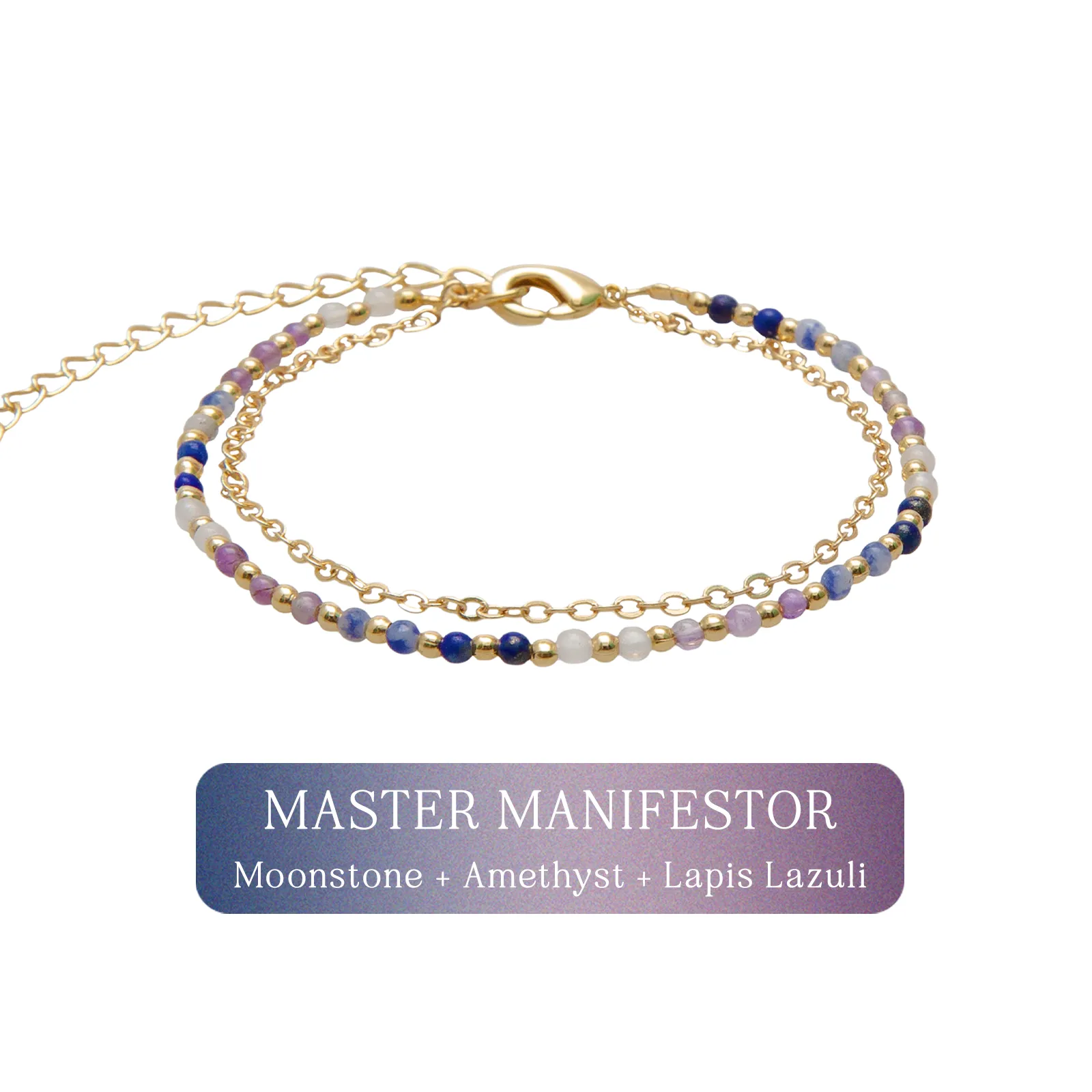 Master Manifestor 4mm   2mm Healing Bracelet Stack