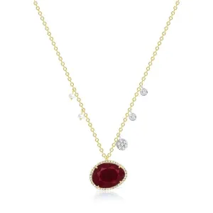 Meira T - Ruby Off-Centered Pearls & Diamond Charms - Yellow Gold