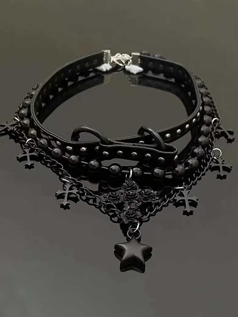 Miss Danger's Thorn Layered Leather Choker