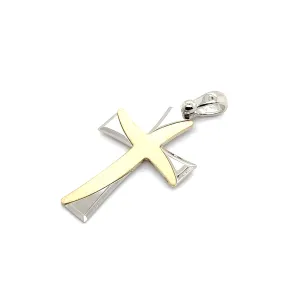 Mixed Metal Gold Cross Pendant