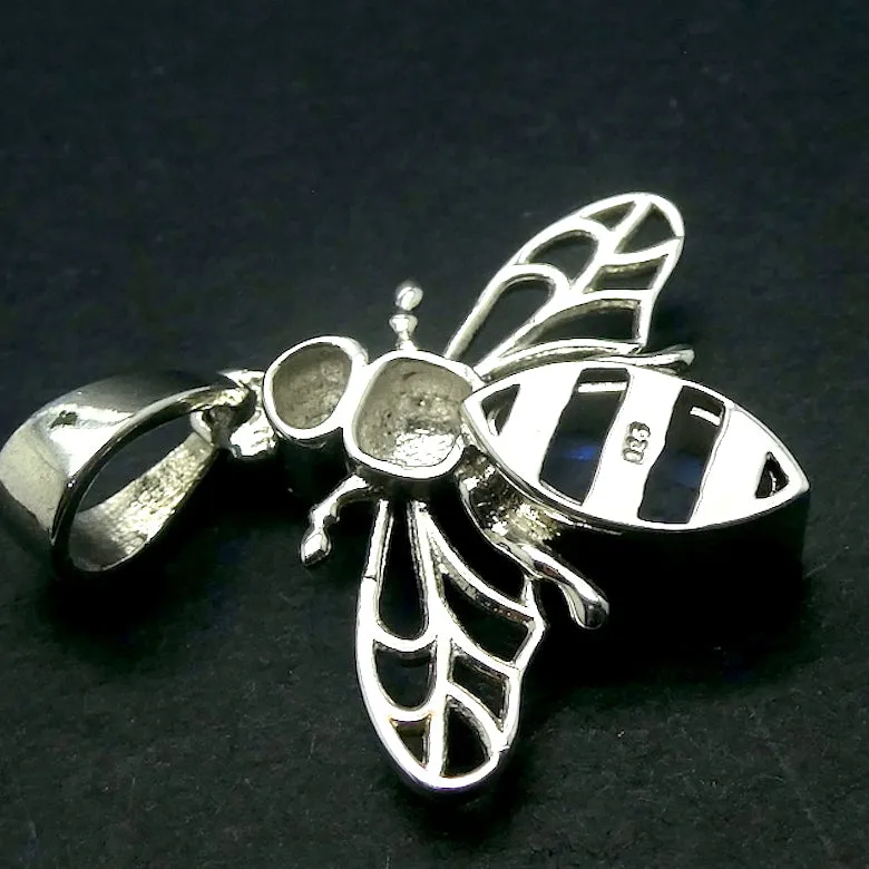 Moonstone Ring, Bee Motif, 925 Sterling Silver