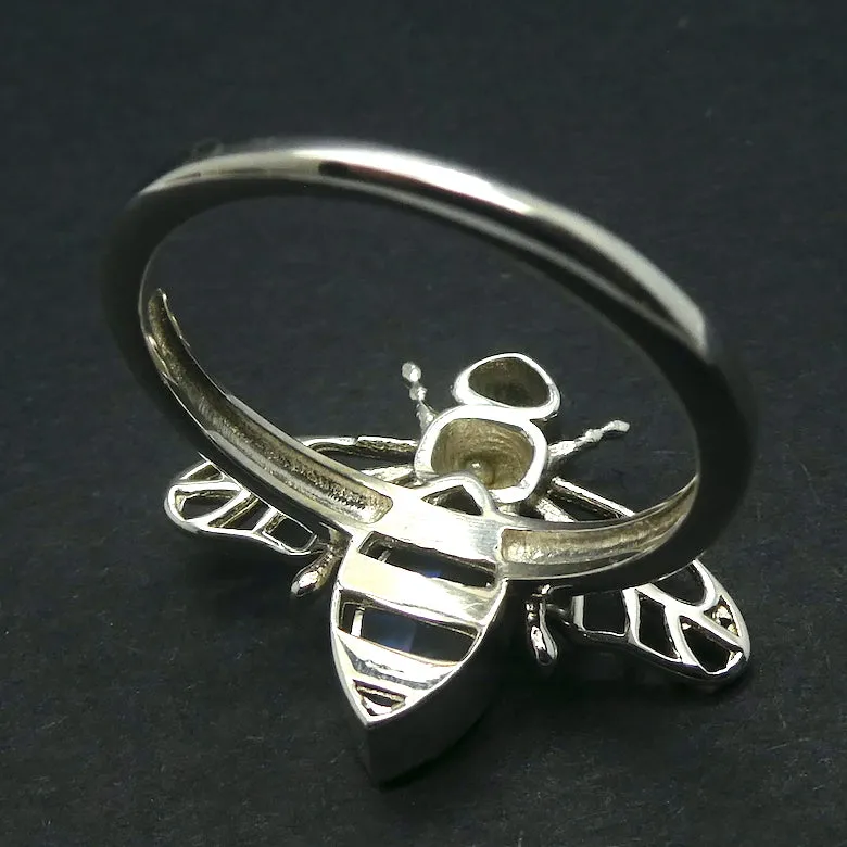 Moonstone Ring, Bee Motif, 925 Sterling Silver