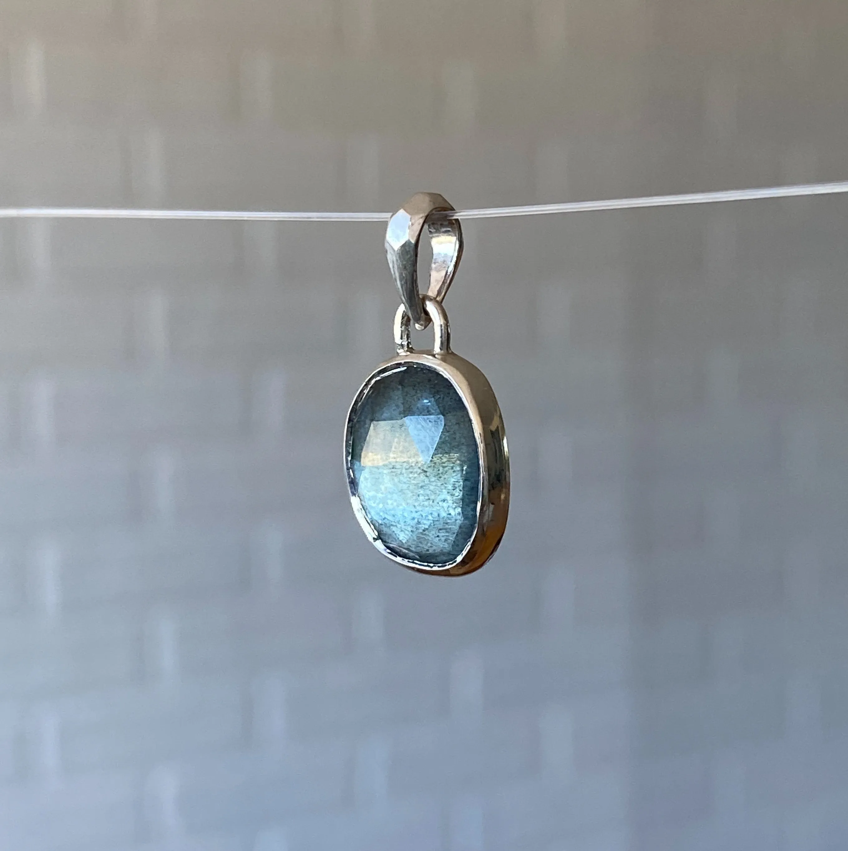 Moss Aquamarine and Silver Bijou Pendant #2