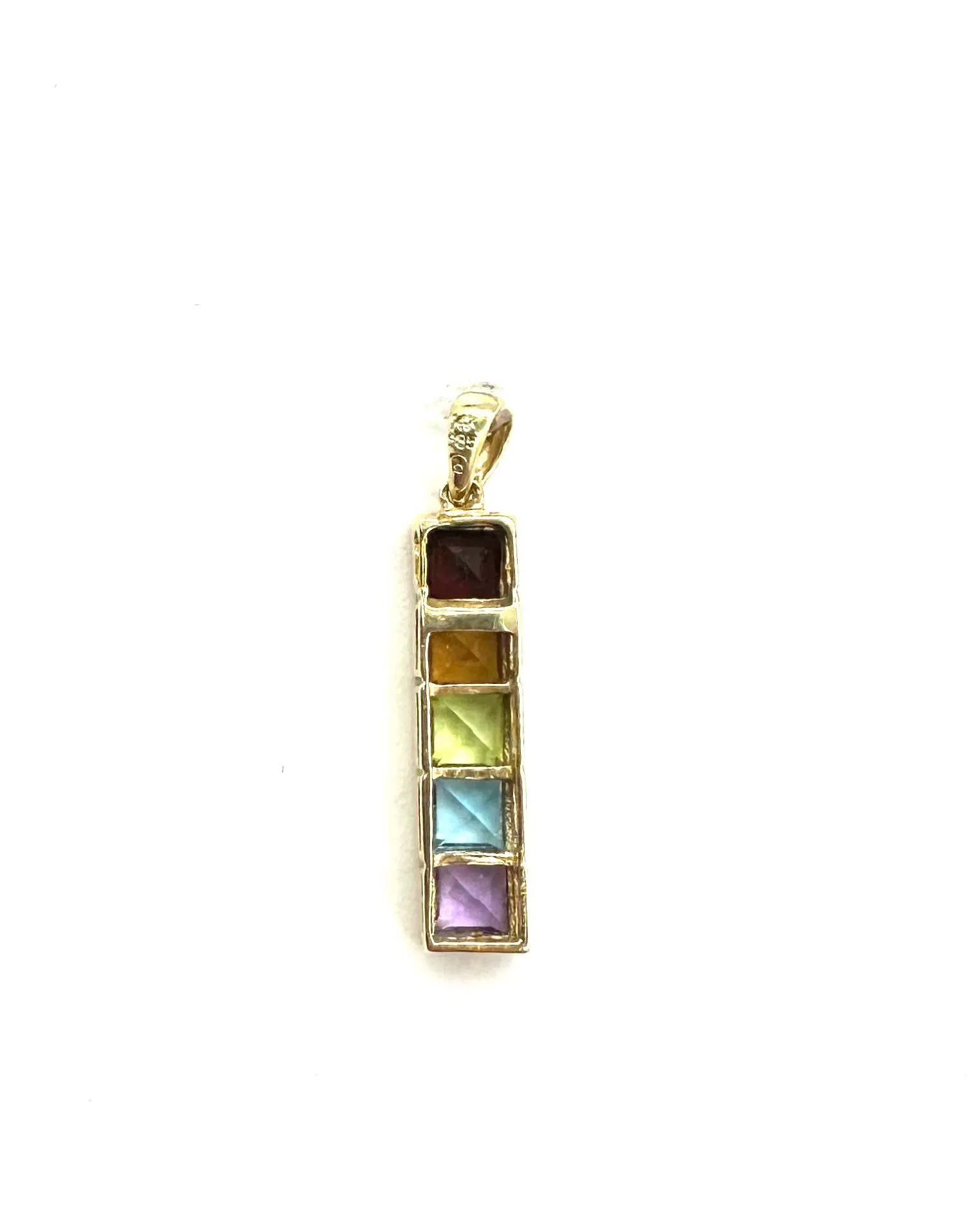 Multi-Color Gemstone Bar Pendant