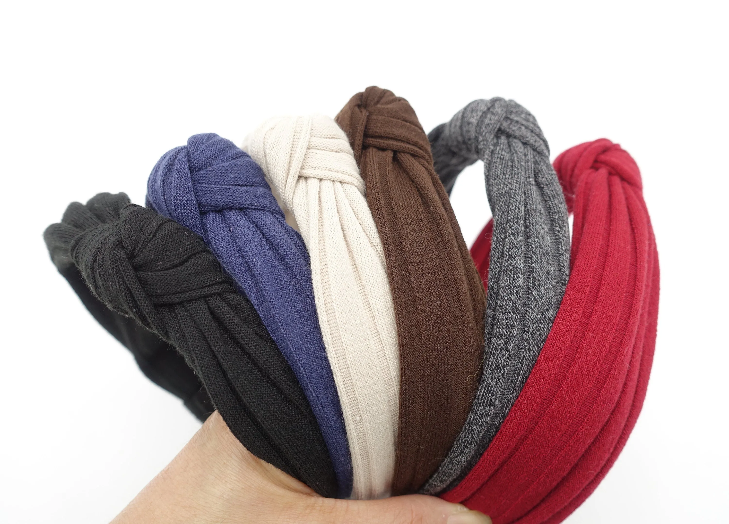 narrow top knot headband wide corrugated pattern hairband Fall Winter women hair accessory