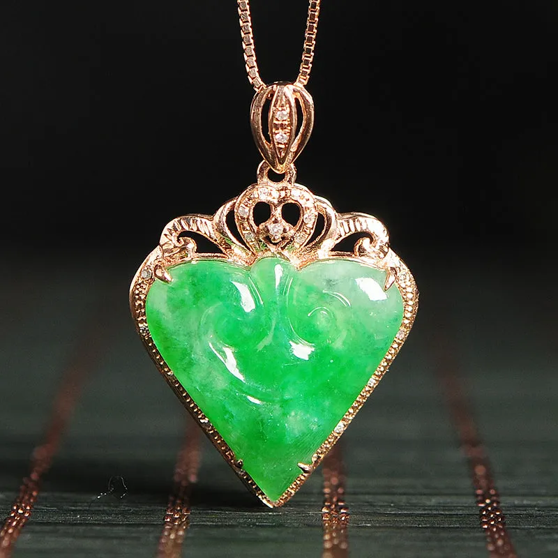 Natural Jade Pendant Jadeite Gold Ruyi Pendant PT79