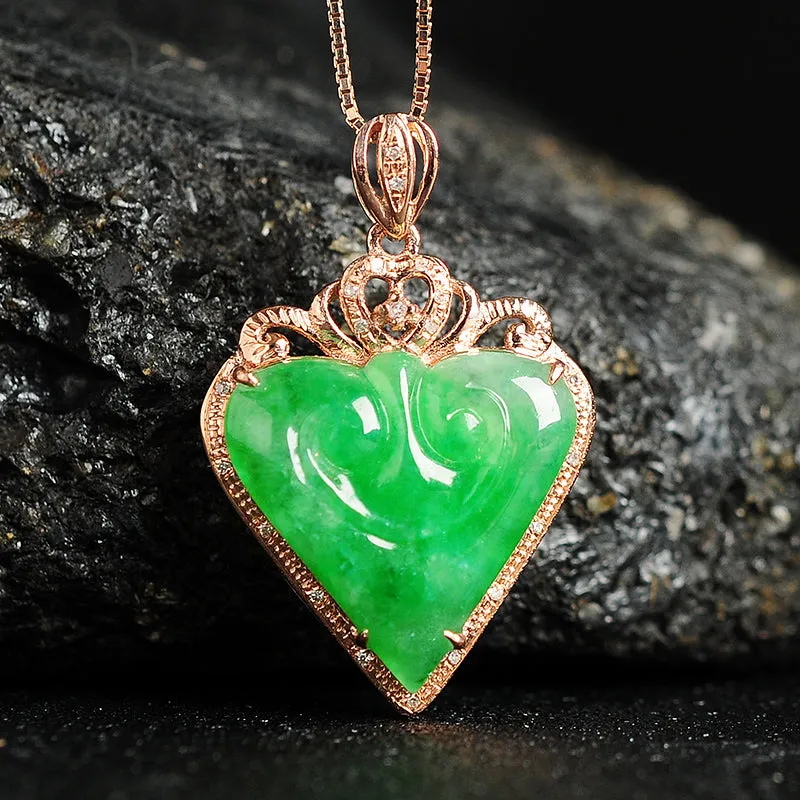 Natural Jade Pendant Jadeite Gold Ruyi Pendant PT79