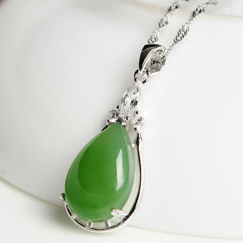 Natural Jade Pendant Nephrite Silver Pendant PT179