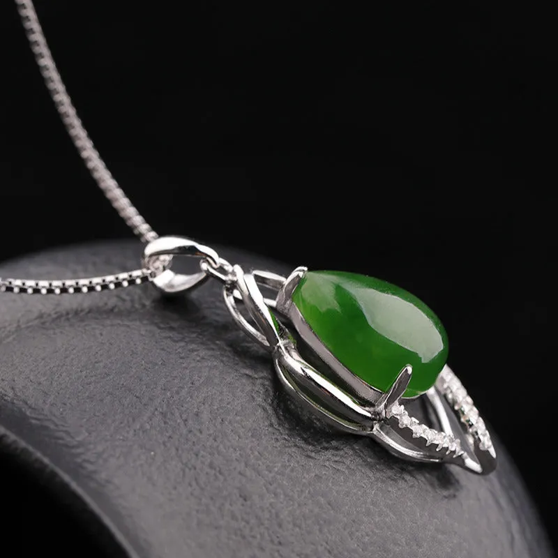 Natural Jade Pendant Nephrite Silver Pendant ZPT145