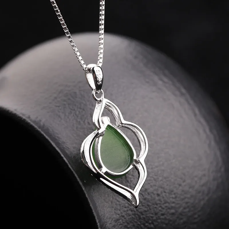 Natural Jade Pendant Nephrite Silver Pendant ZPT145