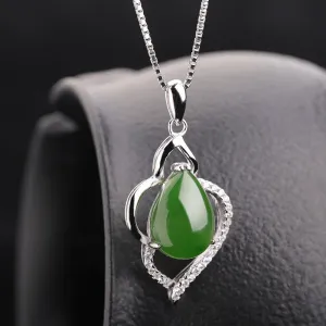 Natural Jade Pendant Nephrite Silver Pendant ZPT145