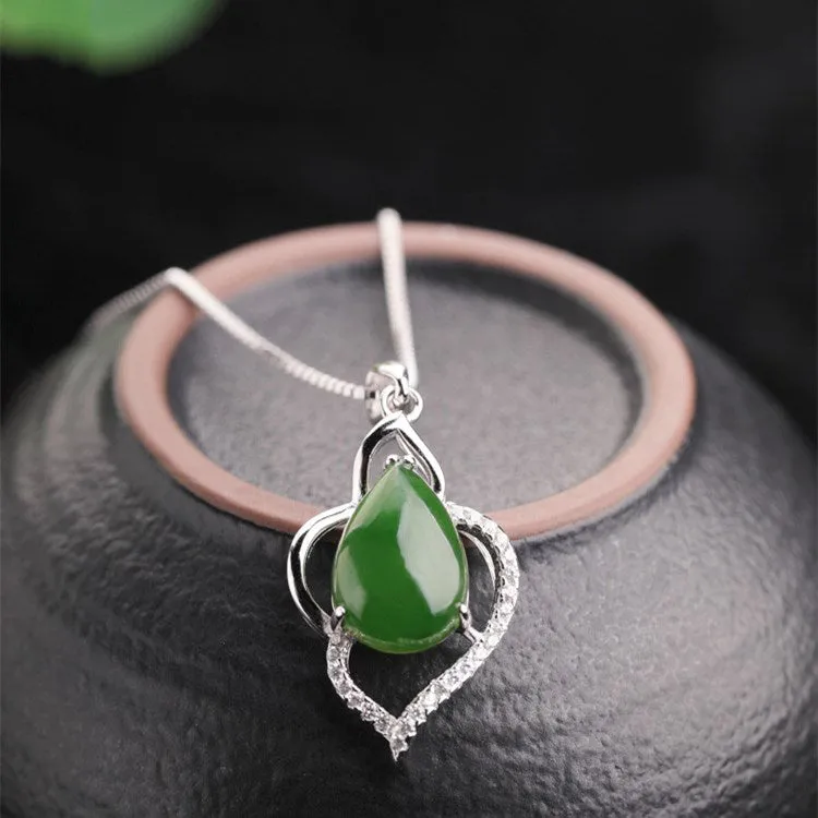 Natural Jade Pendant Nephrite Silver Pendant ZPT145