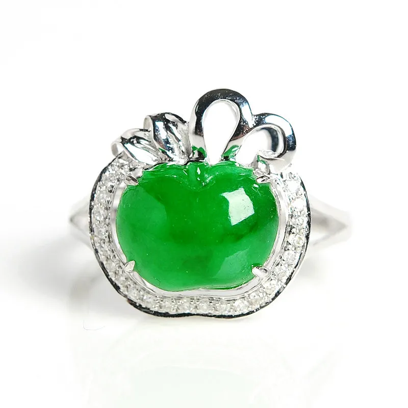 Natural Jade Ring Jadeite Gold Apple Ring RG1