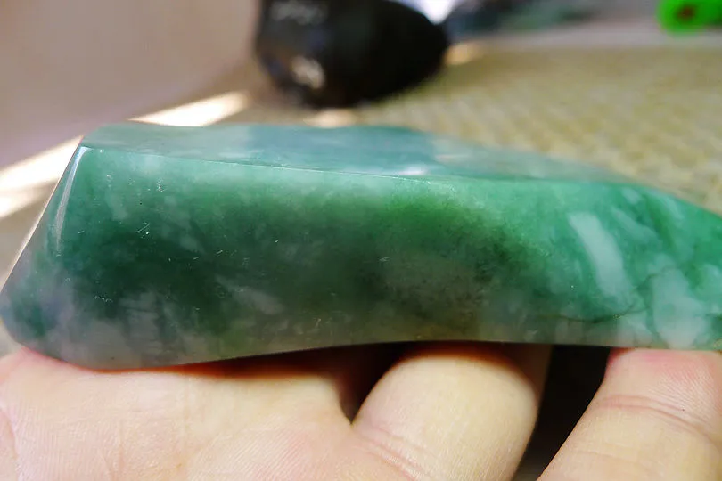 Natural Jade Rough Jadeite Raw (306g,12.9X6.5X2.4cm)