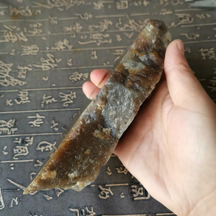 Natural Kunlun Jade Rough Nephrite Raw (660g, 13X8X3.5cm)