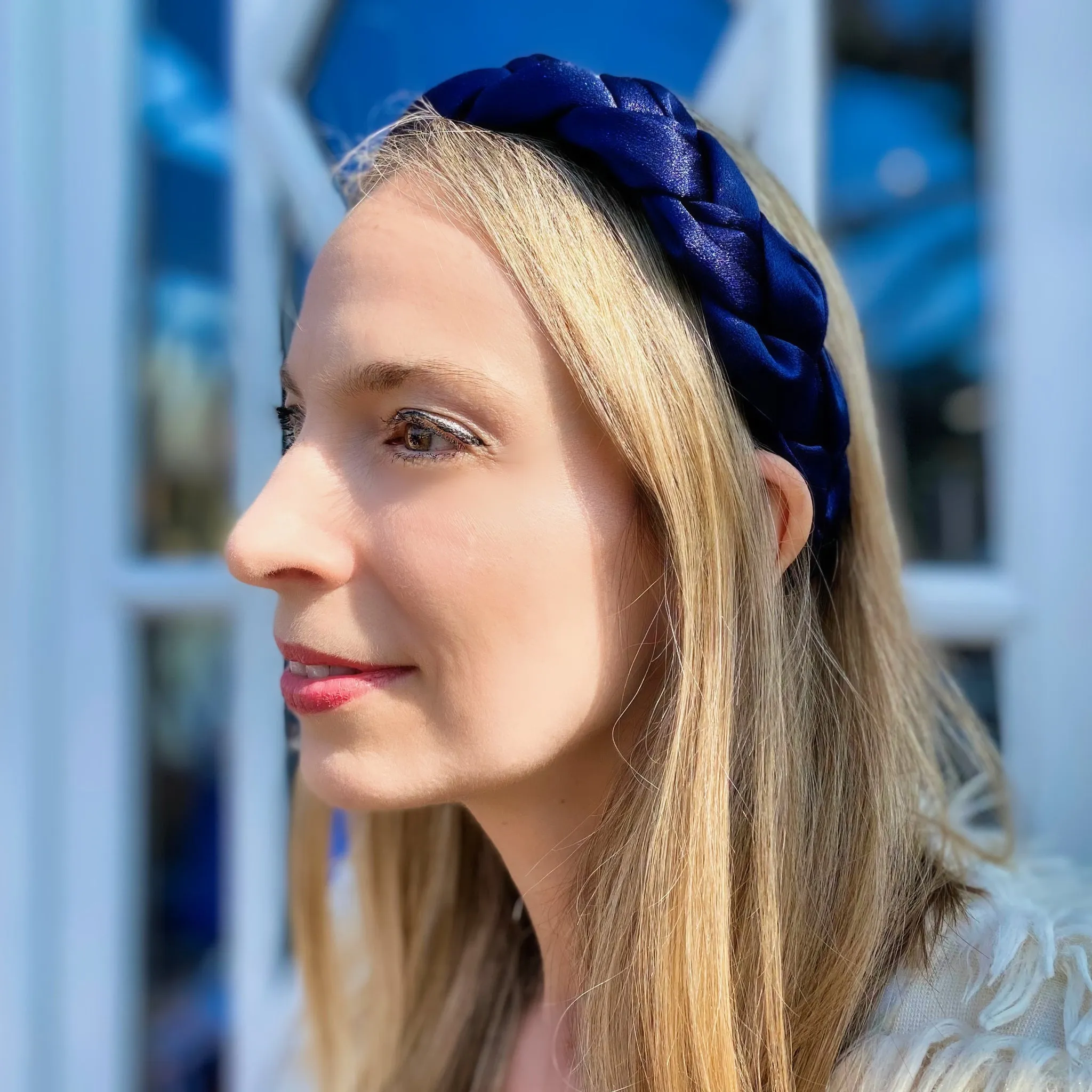 Navy Blue Headband Braided