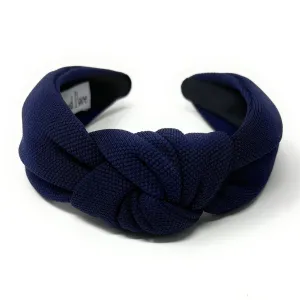 Navy Blue Solid Color Top Knot Headband