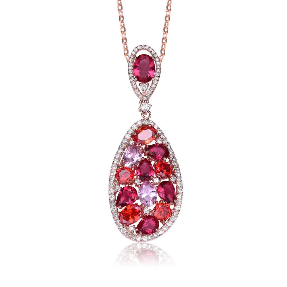 Palette Isabelle Red CZ Rose Gold Pendant Necklace