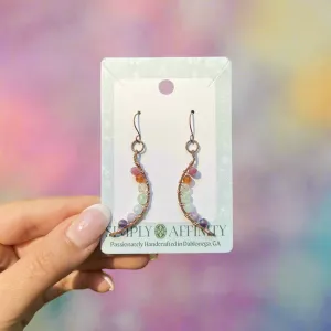 Pastel Rainbow Gemstone Moon Earrings