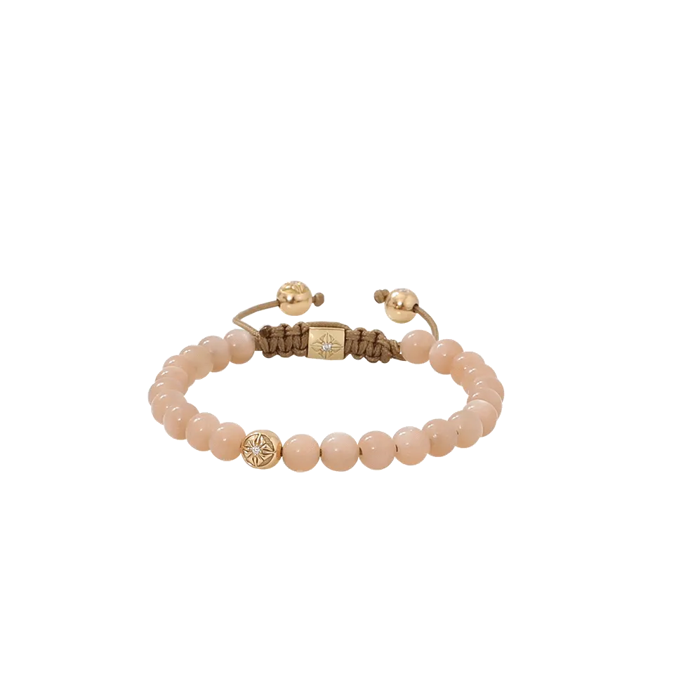 Peach Moonstone Beaded Bracelet