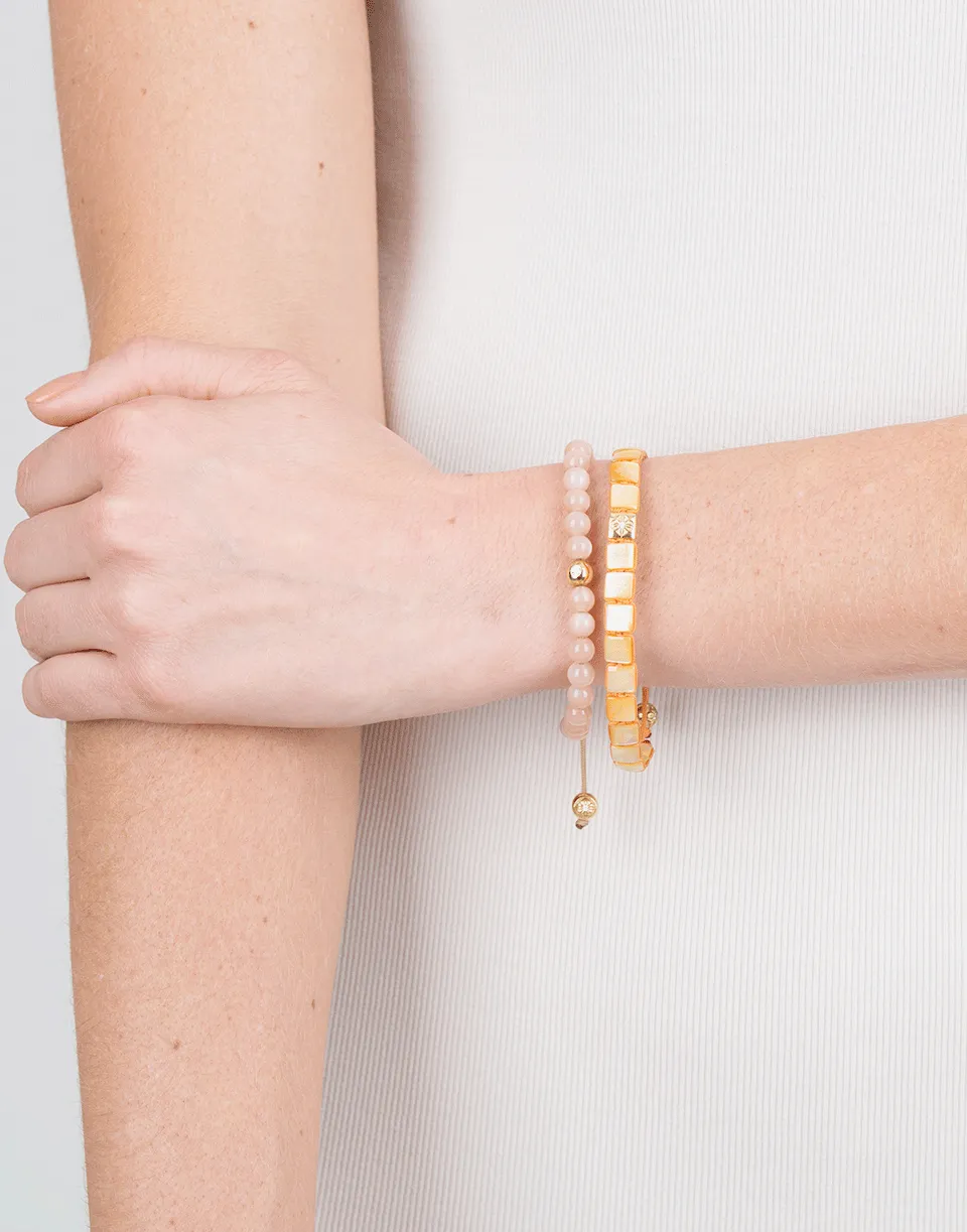 Peach Moonstone Beaded Bracelet