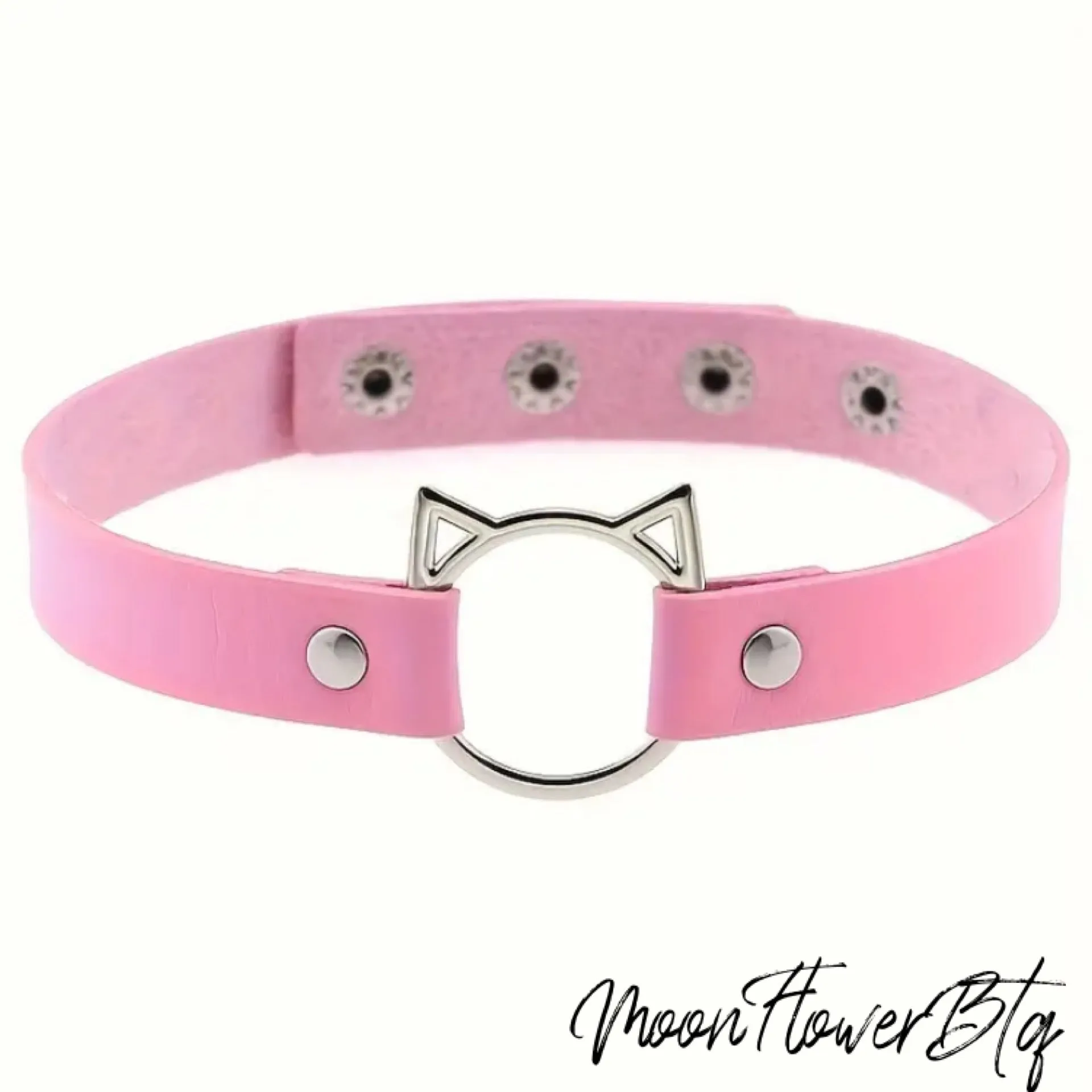 Pink Kitty Cat Choker Necklace