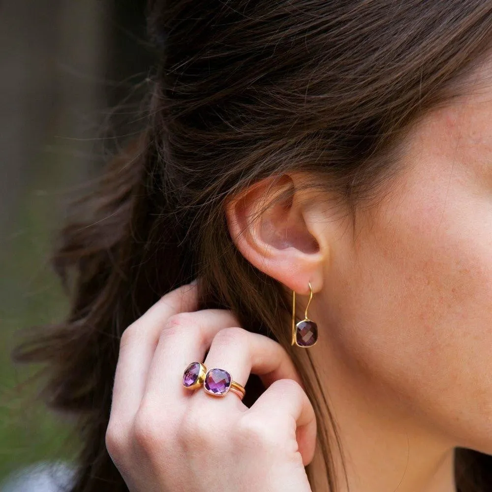 Purple Amethyst Earrings | Rose Gold