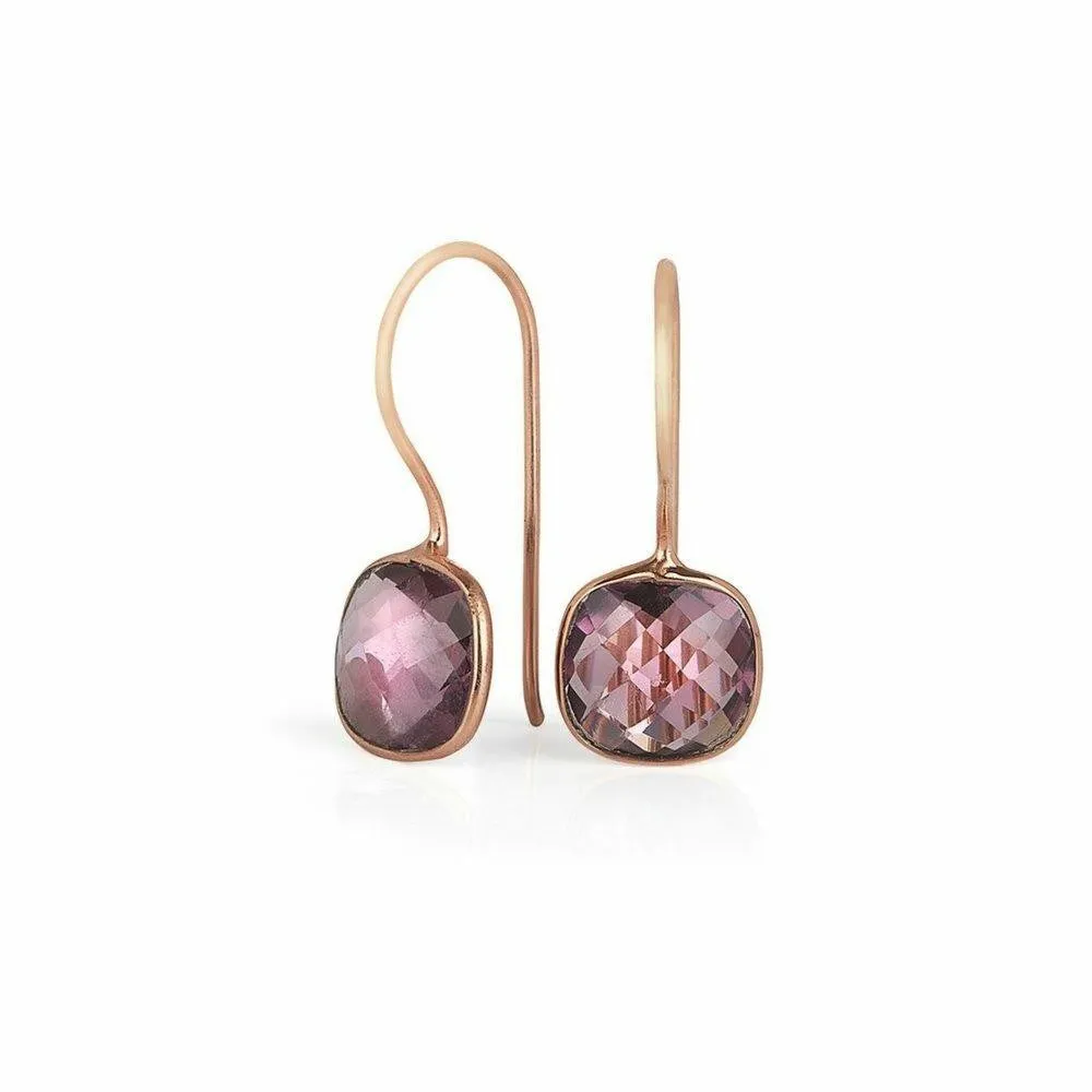 Purple Amethyst Earrings | Rose Gold