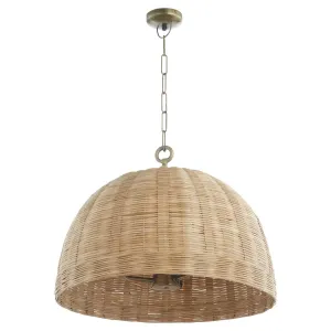 Quorum 86-3-75 Pendant - Artisan Brass 24" Wicker Pendant Modern Farmhouse / Industrial