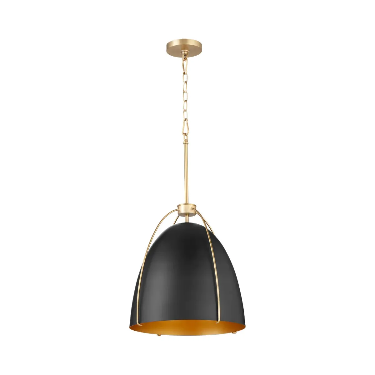 Quorum Jamie 860-1-5980 Pendant - Matte Black / Aged Brass 15" Transitional