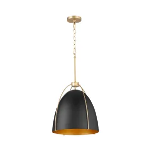 Quorum Jamie 860-1-5980 Pendant - Matte Black / Aged Brass 15" Transitional