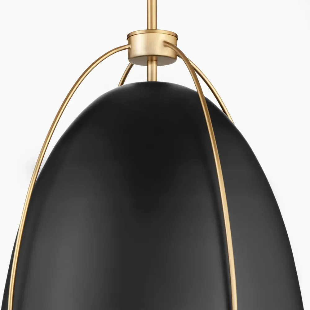 Quorum Jamie 860-1-5980 Pendant - Matte Black / Aged Brass 15" Transitional