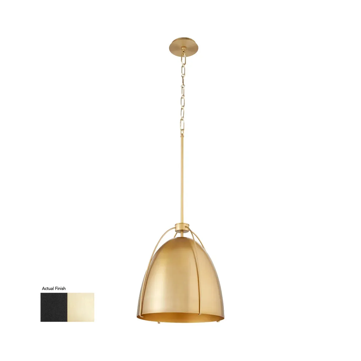 Quorum Jamie 860-1-5980 Pendant - Matte Black / Aged Brass 15" Transitional