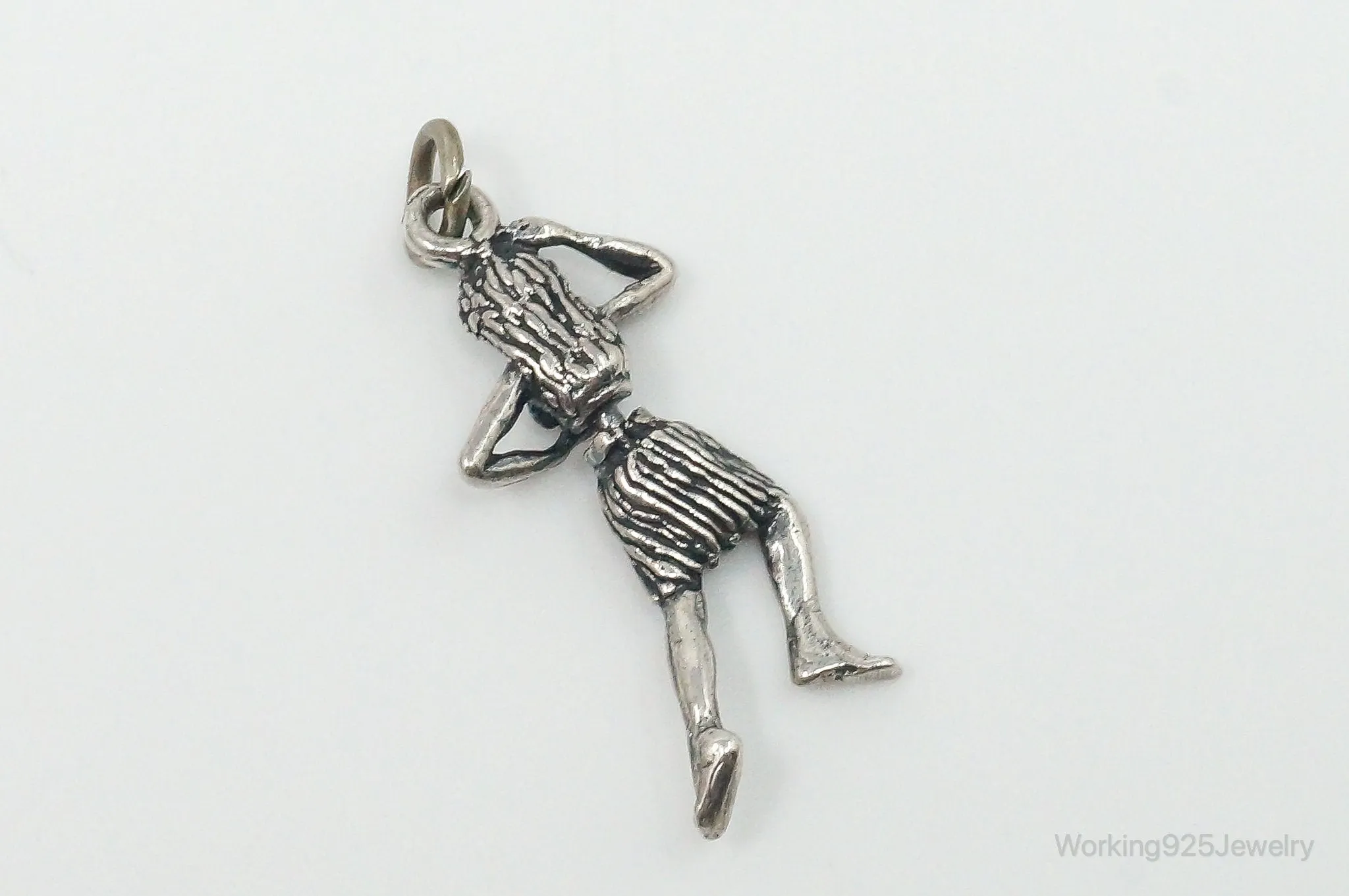 Rare Vintage Hula Dancing Woman Moving Sterling Silver Charm