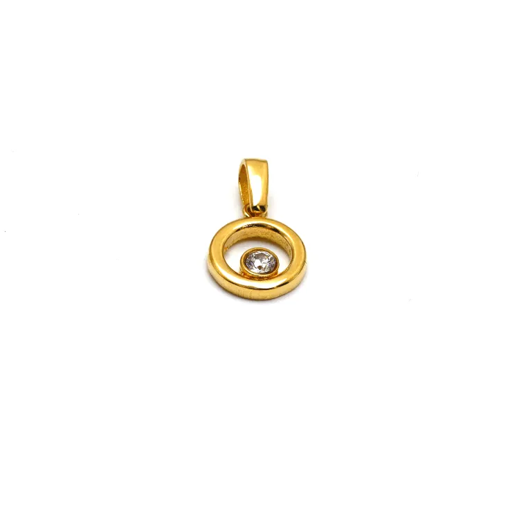 Real Gold Small Round Side Stone Pendant 0842 P 1805