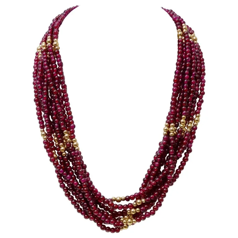 Red Garnet Multi-Strand Necklace