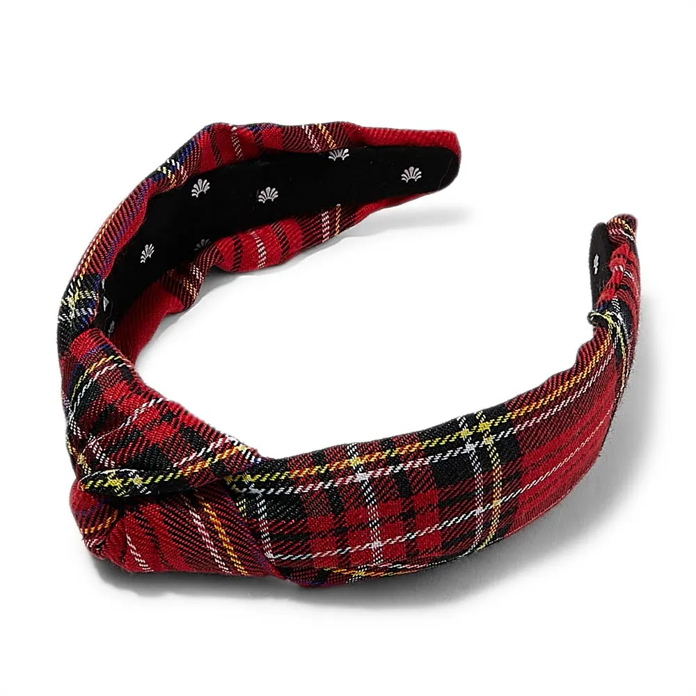 RED TARTAN PLAID KNOTTED HEADBAND