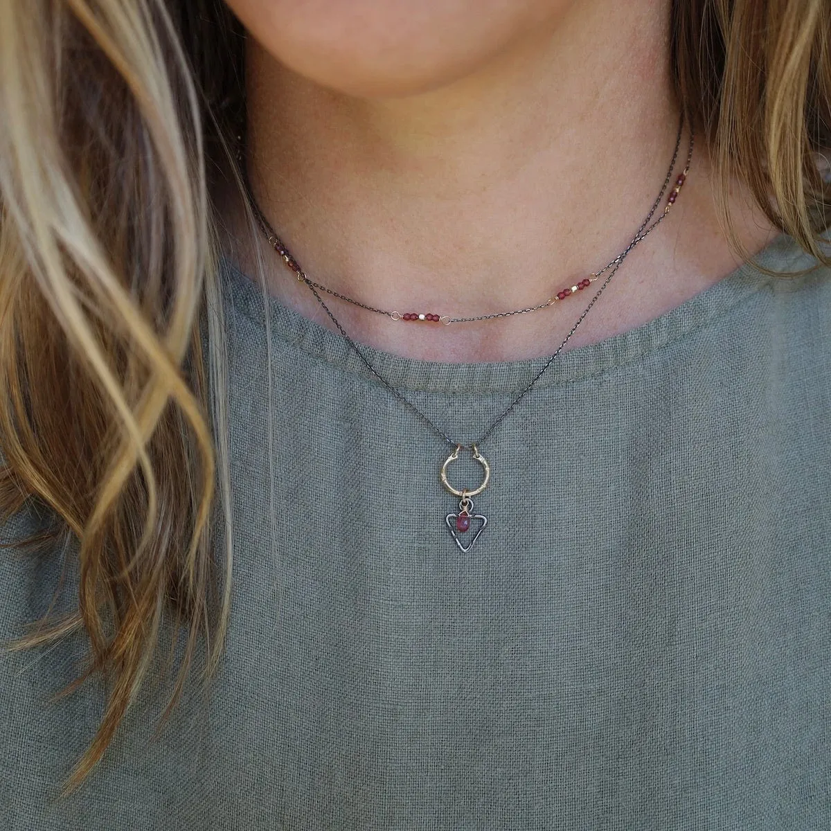 Rhodolite Garnet Station Necklace