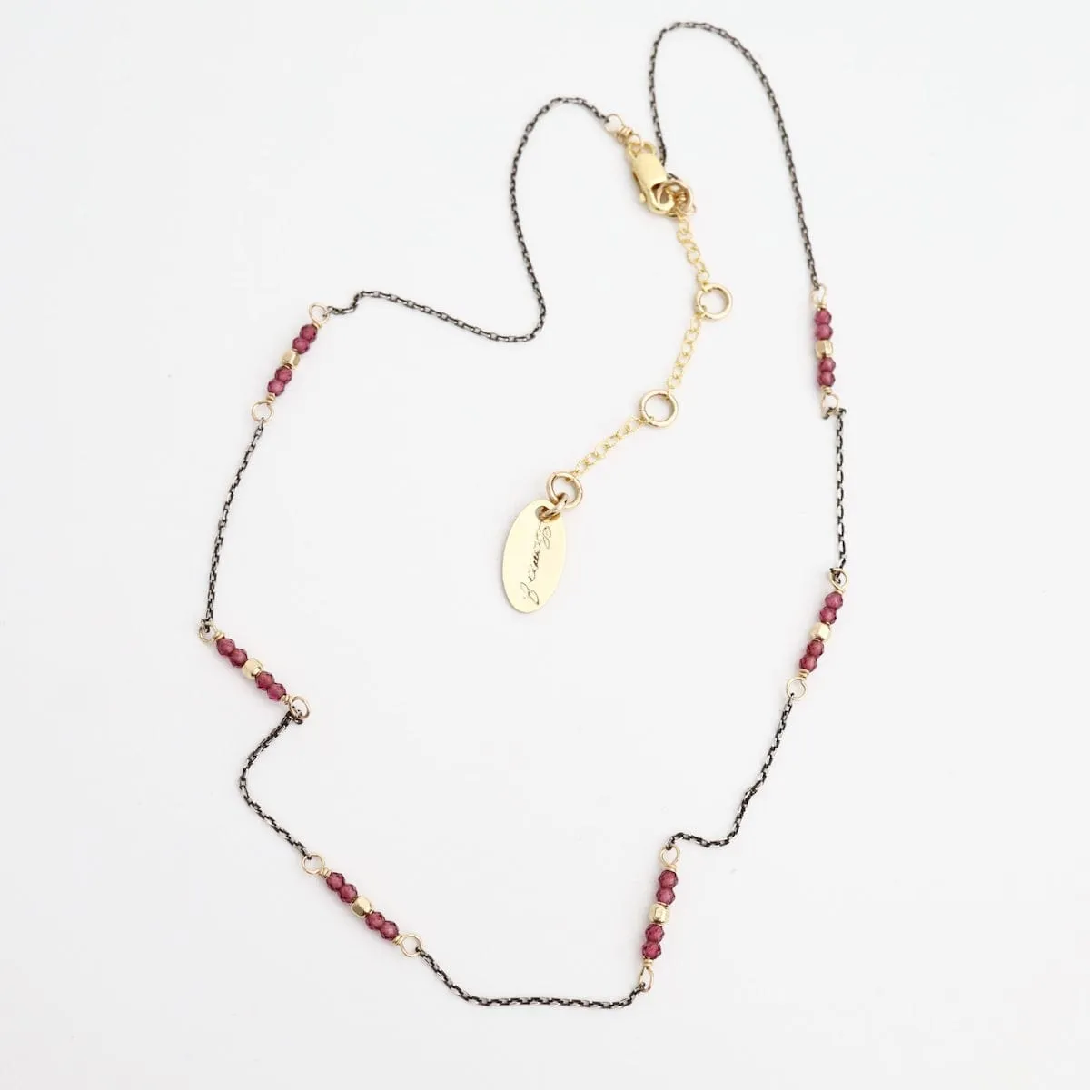 Rhodolite Garnet Station Necklace