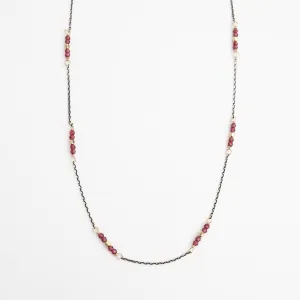 Rhodolite Garnet Station Necklace