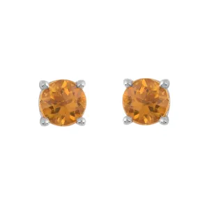 Round Yellow Citrine Studs Earrings