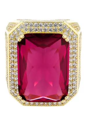 Ruby 10K Gold Mens Ring | 26.7 Grams