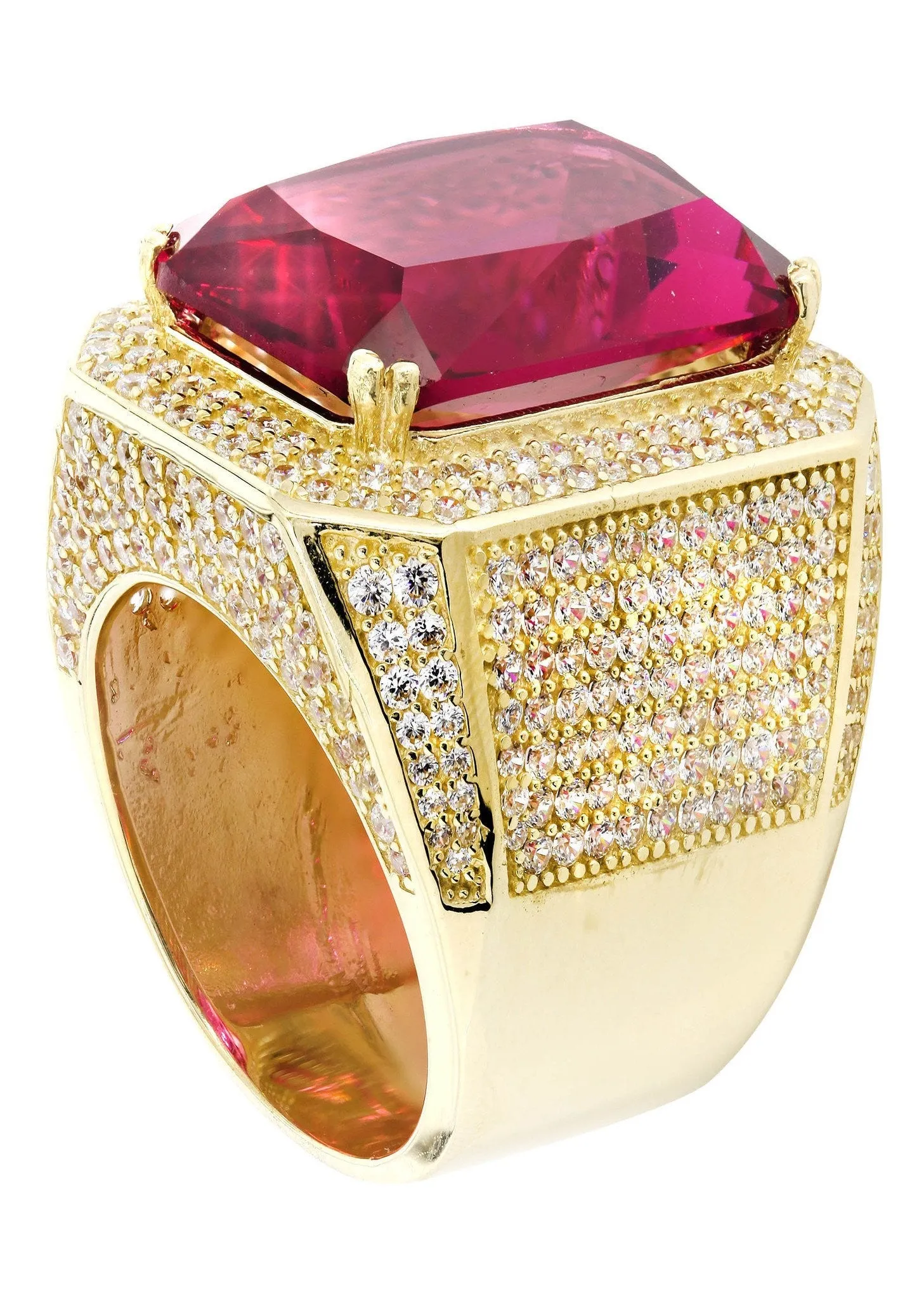 Ruby 10K Gold Mens Ring | 26.7 Grams